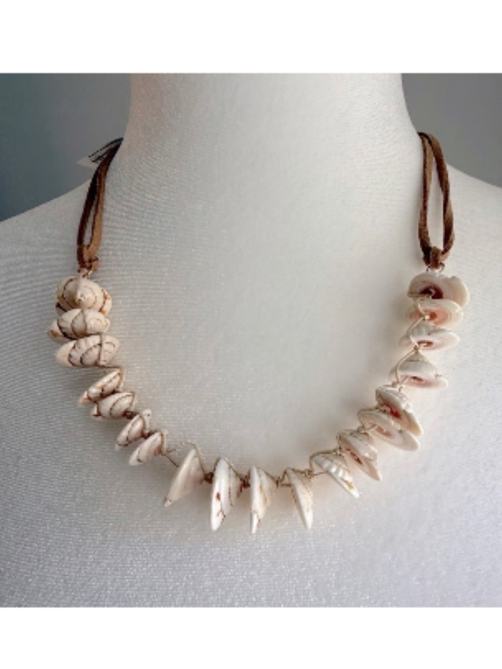 Free people coastal shell mixed media necklace